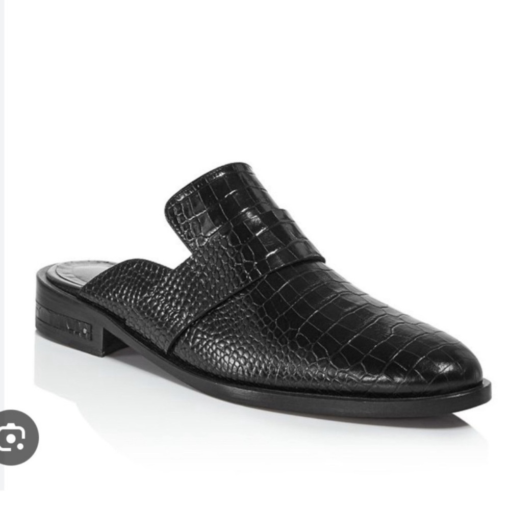 Freda Salvador Black Crocodile Pattern Mules